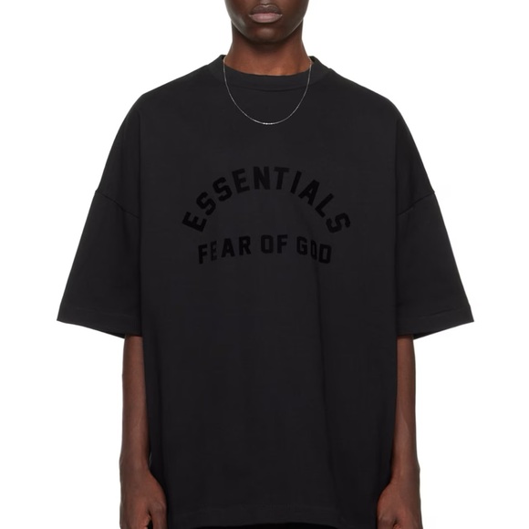 Essentials Black Short Sleeve Tee Oversized Fit